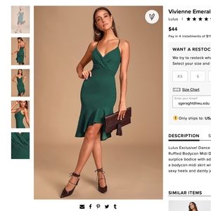 LULU'S Vivienne Emerald Green Ruffled Bodycon Midi Dress